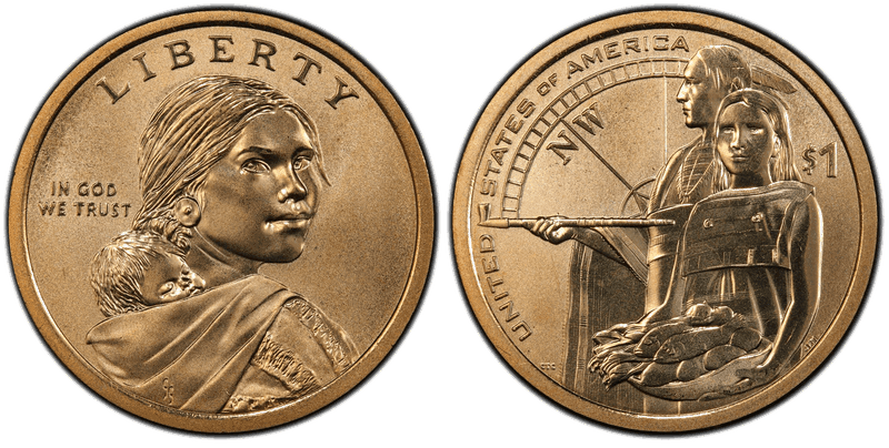 2014 (D) Native American Dollar - Enhanced Uncirculated Missing Edge Lettering