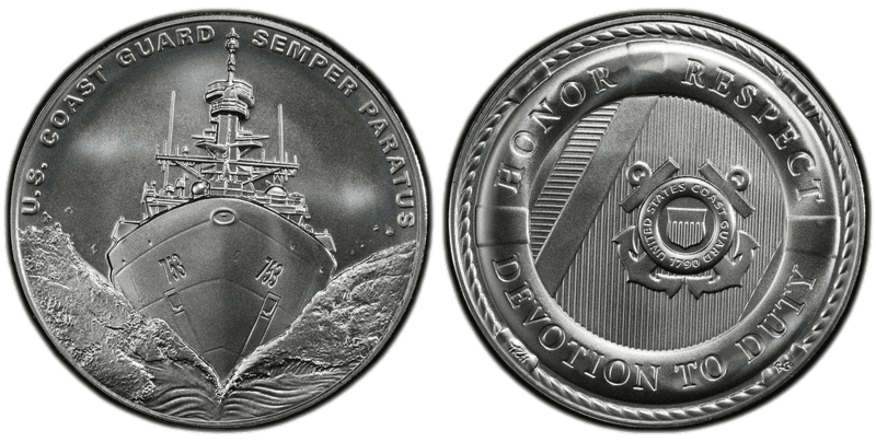 (2022-P) Medal U.S. Coast Guard 1oz Silver, Matte