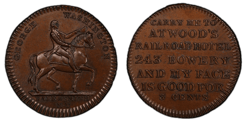 (c.1838) Copper Token GW-152, Atwood's Railroad Hotel