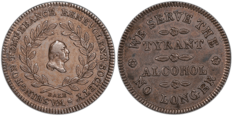 (1841) Silver Token GW-163, Plain Edge Tyrant Alcohol, 2nd Dies