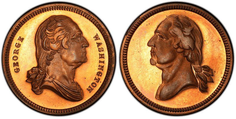 (1860) Copper Medal GW-528, Mule Washington Double Head