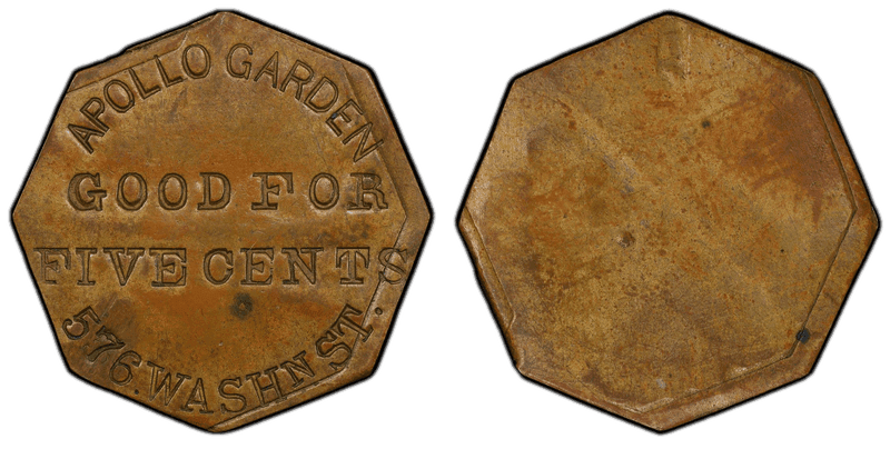 (No Date) Brass Civil War Store Card F-115Cc-1b, Apollo Garden MA
