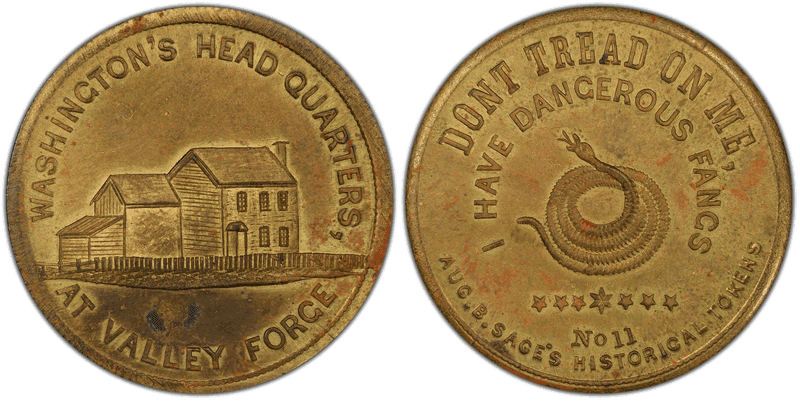 (1860) Brass Token GW-276, Reeded Edge Valley Forge, Sage's No.11