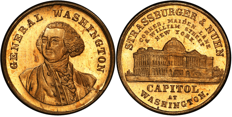 (1860) Brass Token GW-427, Plain Edge Strassburger & Nuhn