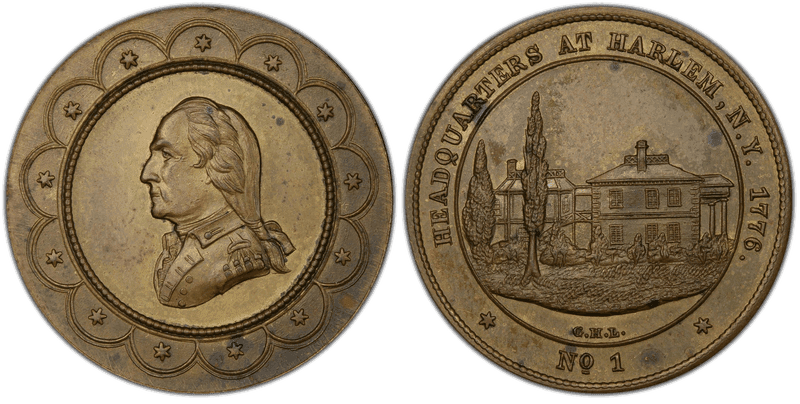 (1862) Brass Medal GW-488, 2nd Obv Headquarters, No. 1 Harlem