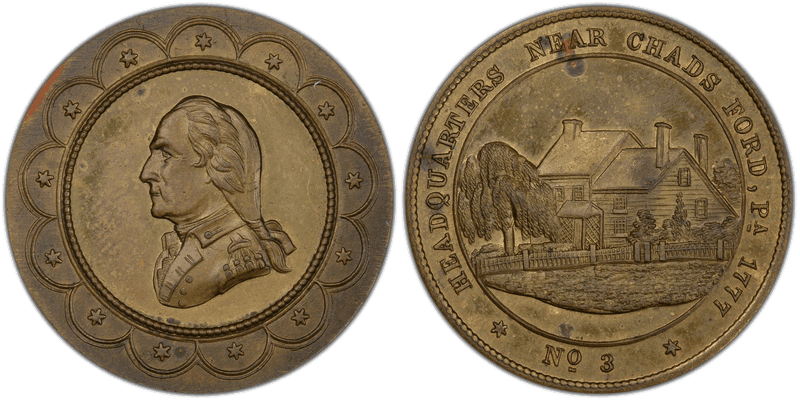 (1862) Brass Medal GW-490, 2nd Obv Headquarters, No. 3 Chad's Ford