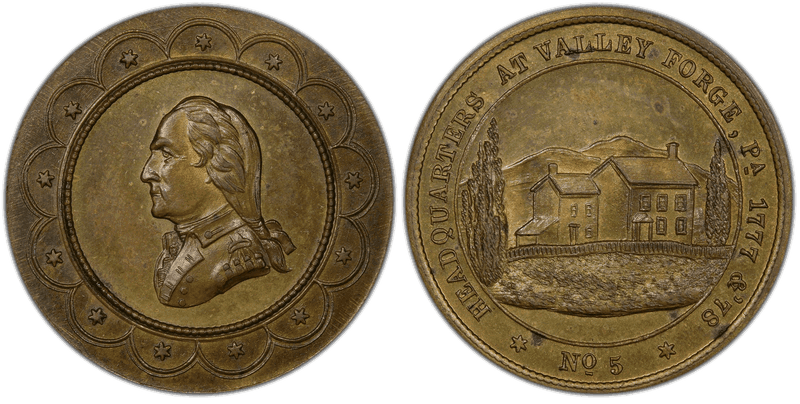 (1862) Brass Medal GW-492, 2nd Obv Headquarters, No. 5 Valley Forge