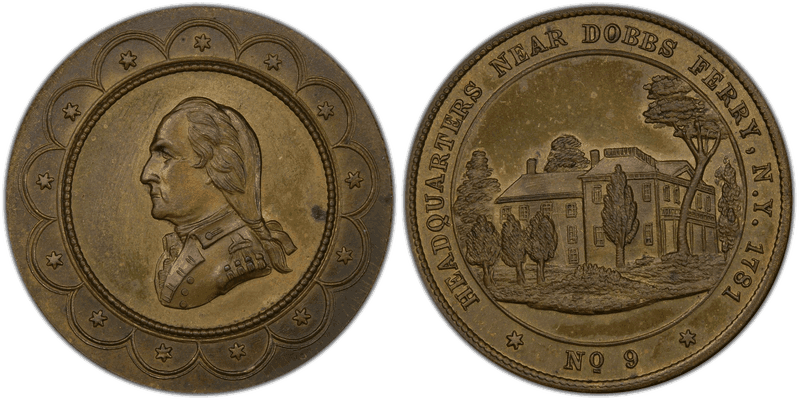 (1862) Brass Medal GW-496, 2nd Obv Headquarters, No. 9 Dobbs Ferry
