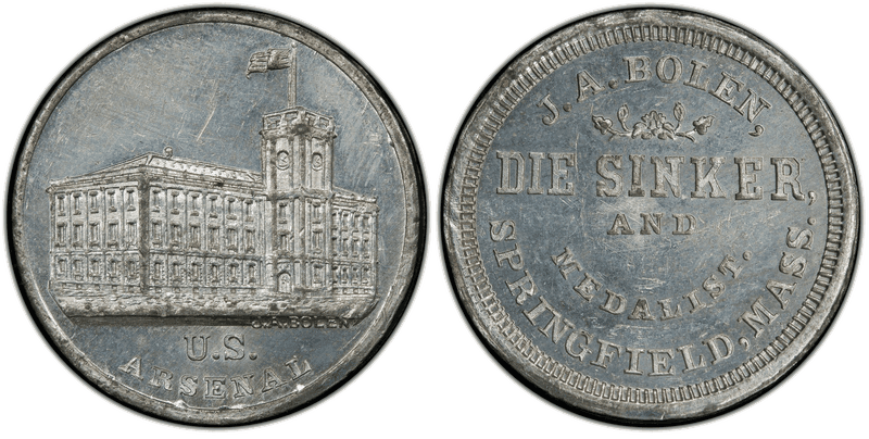 (c.1862) Medal JAB-M/E 5 White Metal U.S. Arsenal - J.A. Bolen