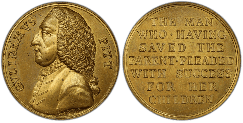 (1863) Brass Medal Betts-516, Restrike William Pitt