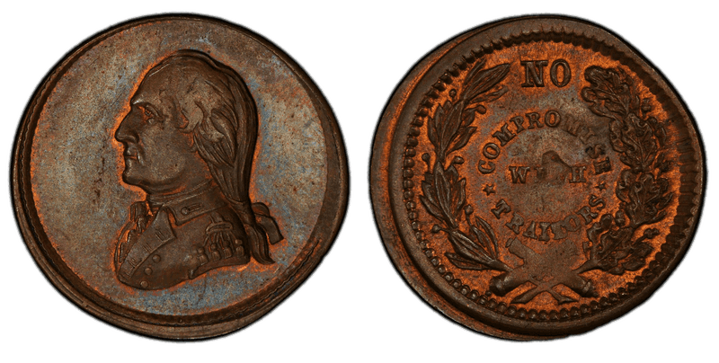 (1863) Token F-114/432a GW-652 Copper No Compromise with Traitors