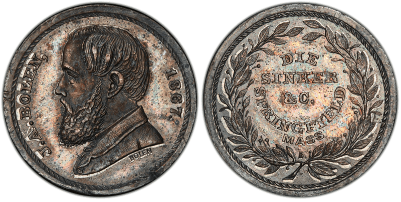 (c.1867) Medal JAB-24a White Metal J.A. Bolen