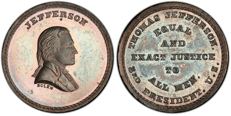 (c.1867) Medal JAB-26 Silver, Thick Plan Thomas Jefferson