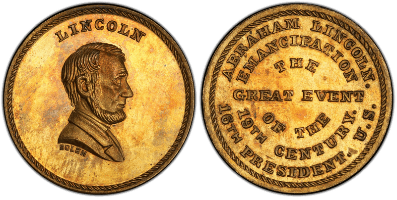 (c.1867) Medal JAB-28 Brass Lincoln - Emancipation