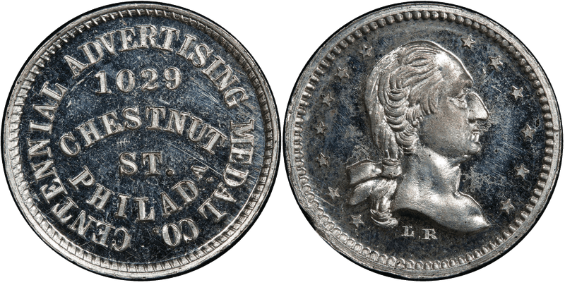 (1875) White Metal Token GW-657, Centennial Advertising