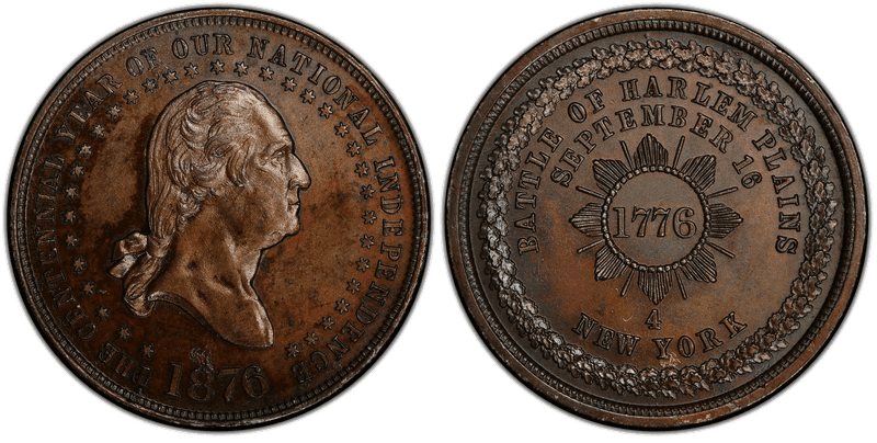 (1876) Bronzed Medal GW-887, White Metal Harlem Plains