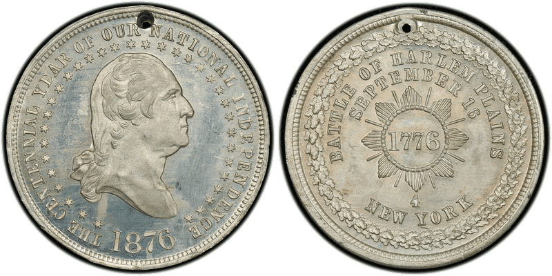 (1876) White Metal So-Called Dollar GW-887, HK-101, Holed Harlem Plains