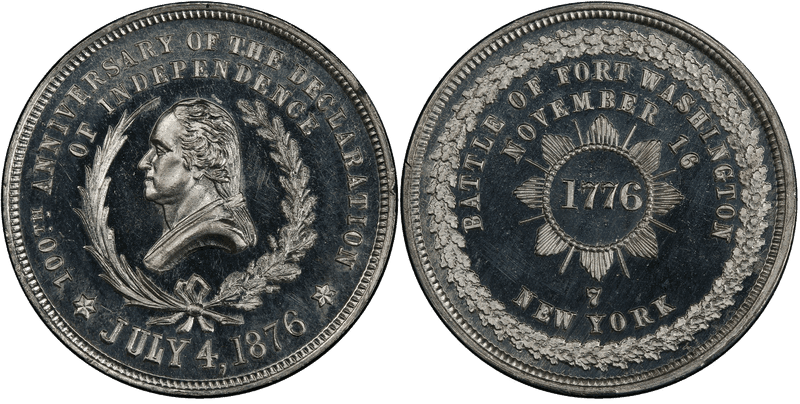(1876) White Metal Medal GW-898, 2nd Obv Fort Washington