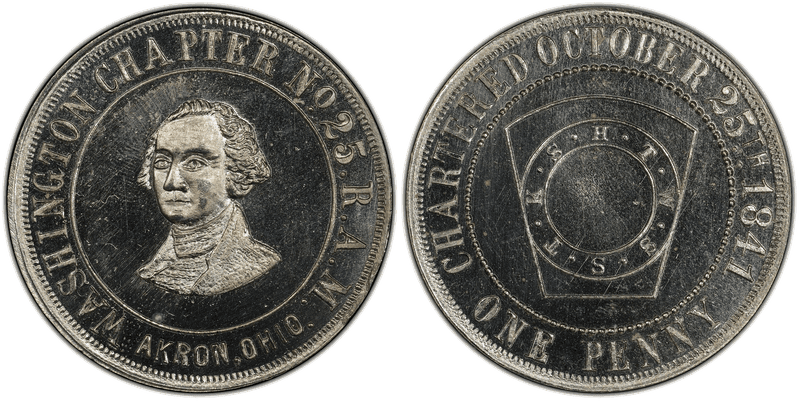 (1881) White Metal Token GW-978, Chapter 25, Akron, OH