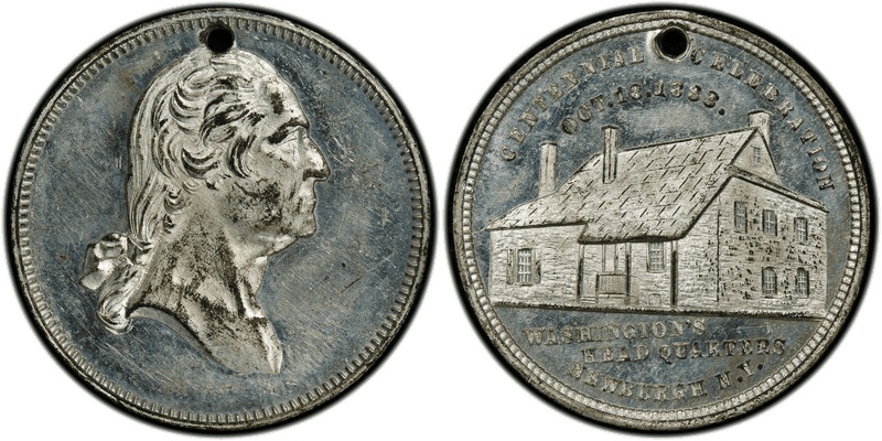 (1883) White Metal Medal GW-993, Holed 2nd Newburgh Headquarters