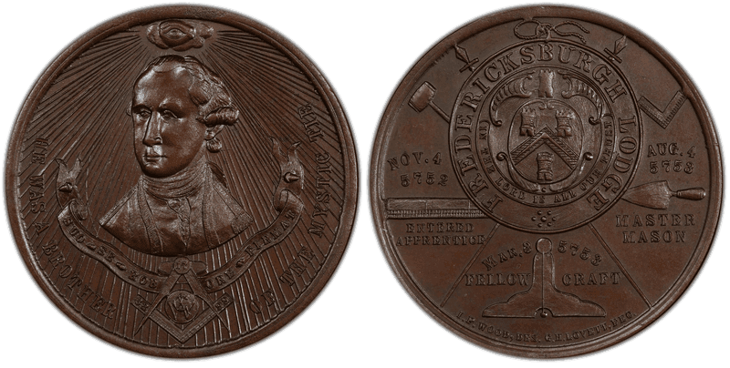 (1888) Bronze Medal GW-1055, Fredericksburgh Lodge