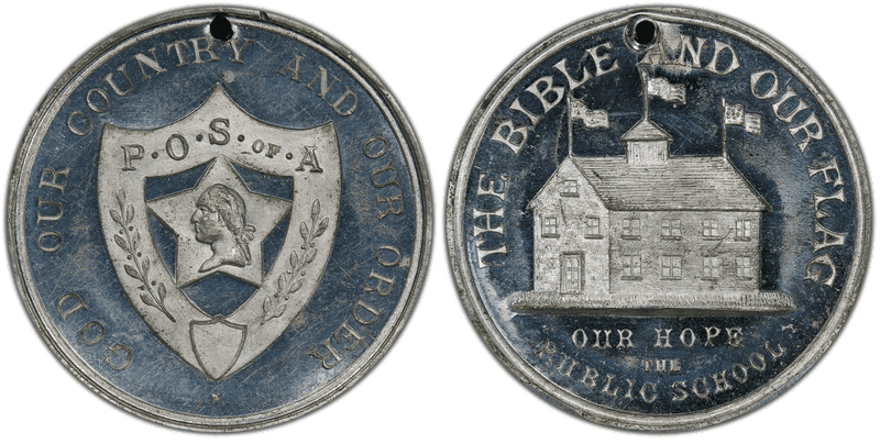 (1888) White Metal Medal GW-1060, P.O.S.A. Public School
