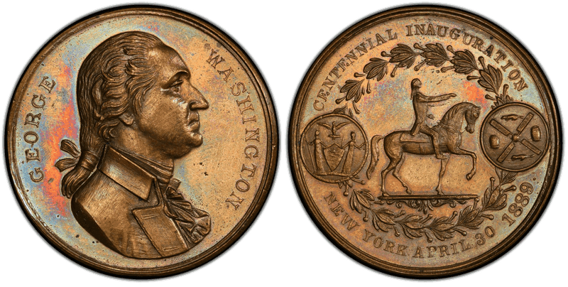 (1889) Brass Medal GW-1104, Equestrian-Centennial Inaguration