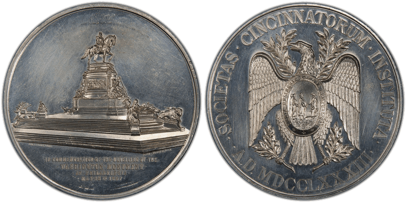 (1900) White Metal Medal Baker-S-324A, Monument at Philadelphia