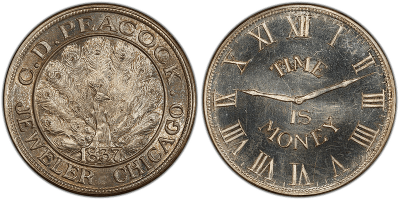 (1902) Silver Token HT-M20, C.D. Peacock IL