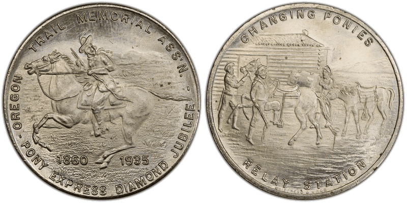 (1947) Nickel-Brass So-Called Half Dollar, Oregon Pony Express