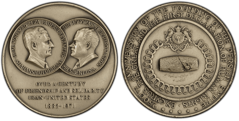 (1972) Medal Frienship & Solidarity Iran-US Medallic Art Co., NY Silver