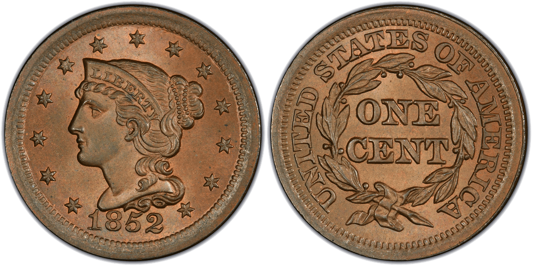 1852 Braided Hair Coronet Head Cent