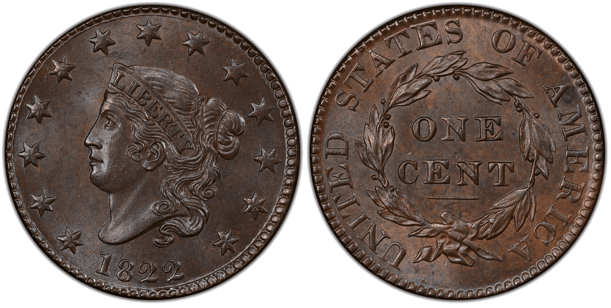 1822 Matron Head Coronet Head Cent