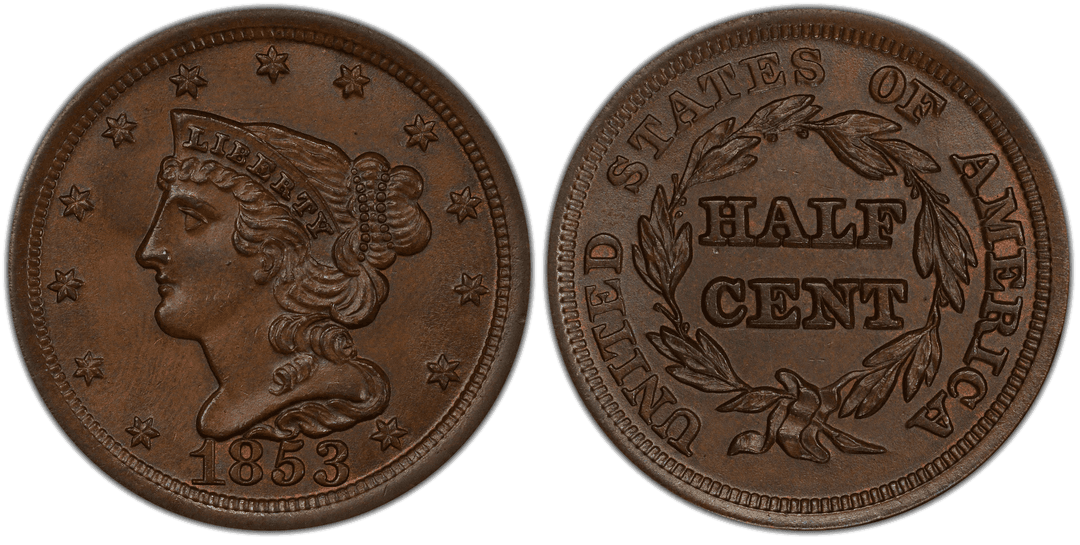 1853 Braided Hair Half Cent