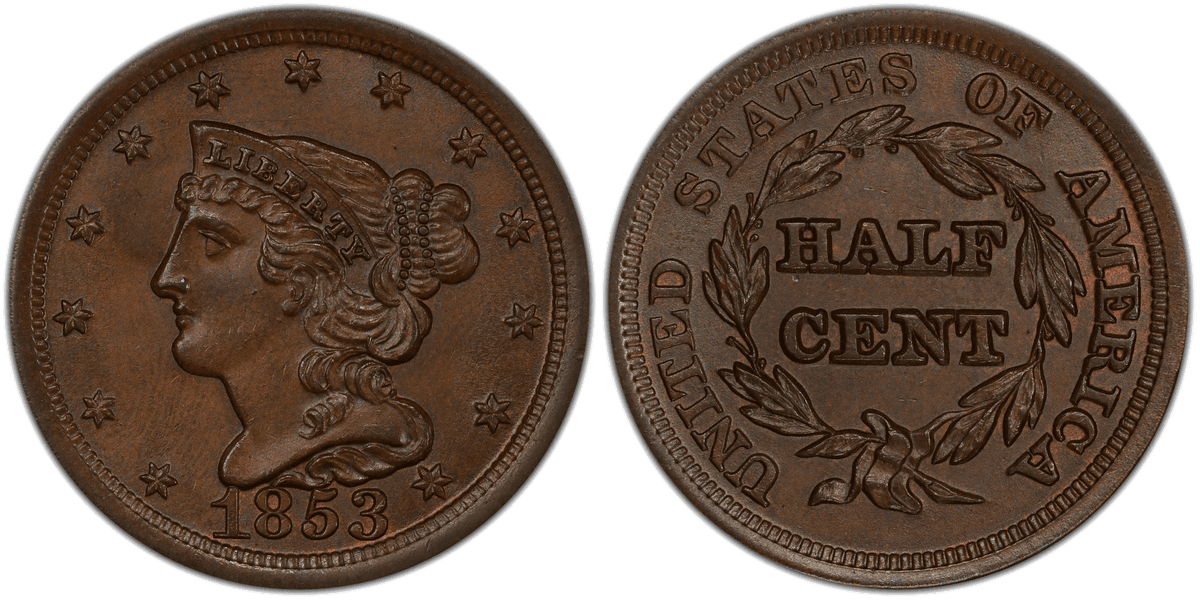 1853 Braided Hair Half Cent