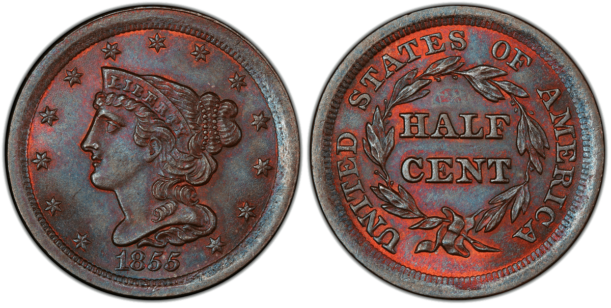 1855 Braided Hair Half Cent