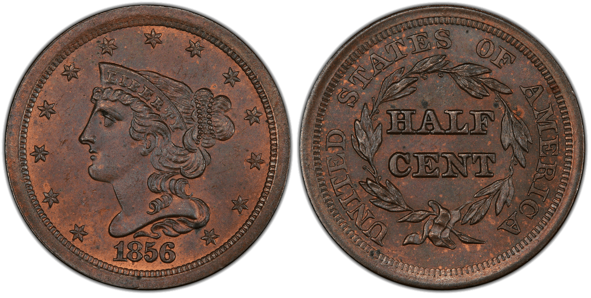 1856 Braided Hair Half Cent