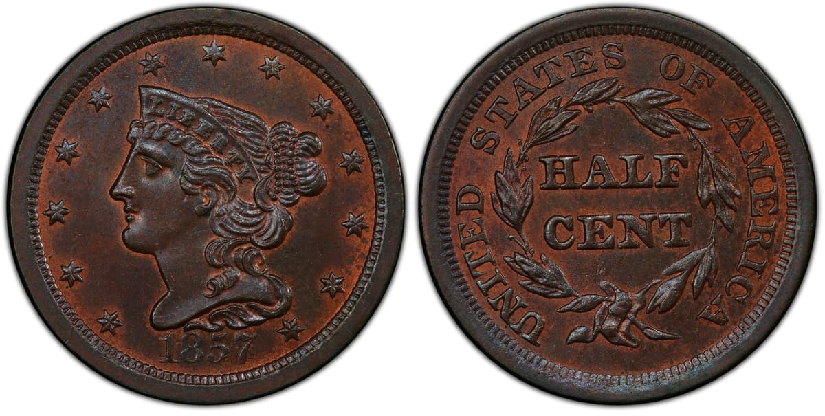 1857 Braided Hair Half Cent