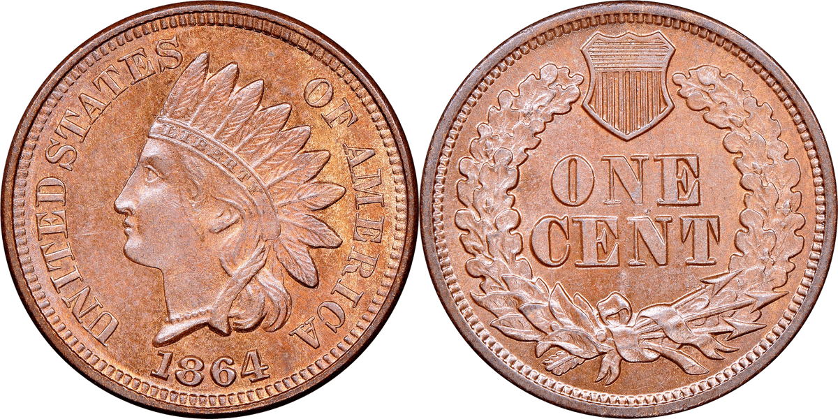 1864 Indian Head Cent - Bronze No L