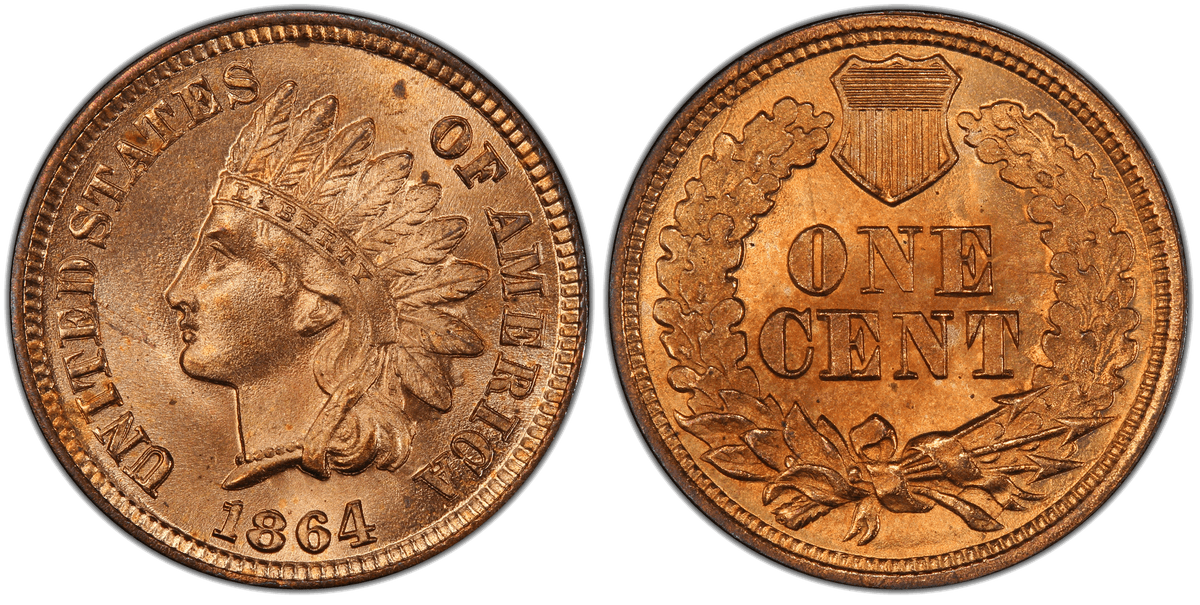 1864 Indian Head Cent - L on Ribbon