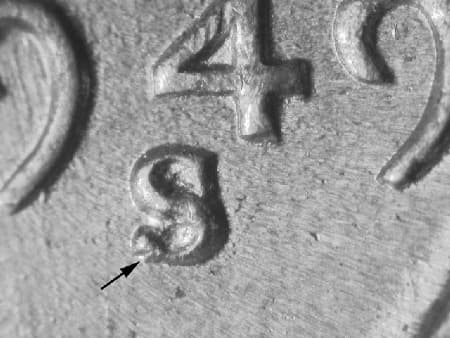 1949-S Repunched Mintmark WRPM-029