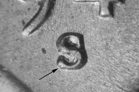 1949-S Repunched Mintmark WRPM-037
