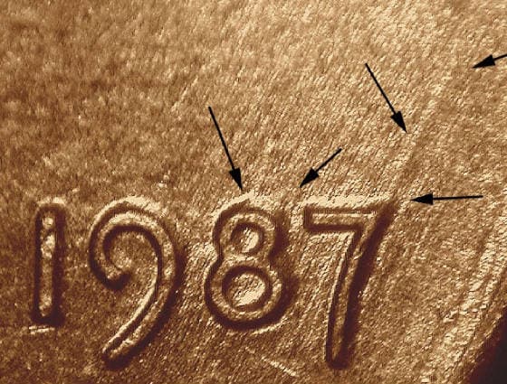1987P-1DEO-007T Trail Die Obverse
