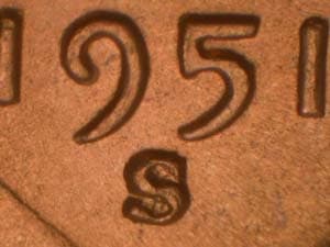 1951-S Repunched Mintmark RPM-006