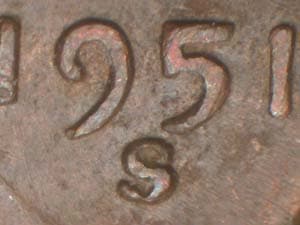 1951-S Repunched Mintmark RPM-008