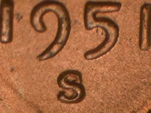 1951-S Repunched Mintmark RPM-012