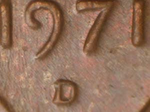 1971-D Repunched Mintmark RPM-003