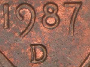 1987-D Repunched Mintmark RPM-001