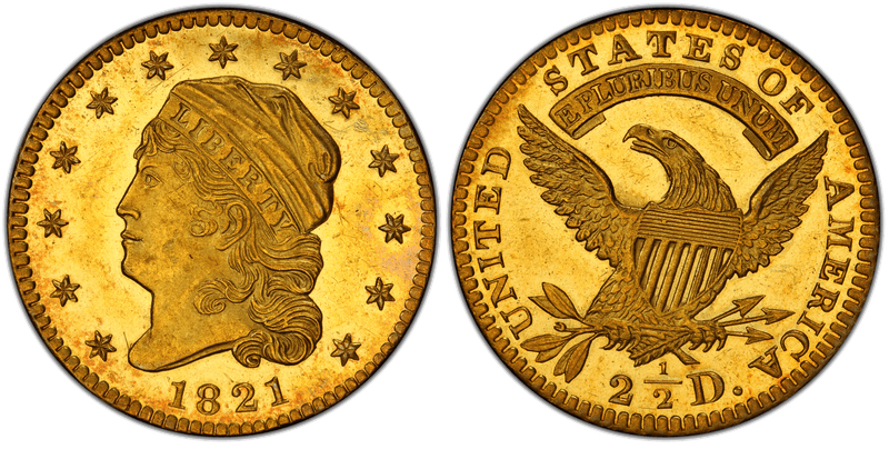 1821 Proof Capped Head to Left Quarter Eagle
