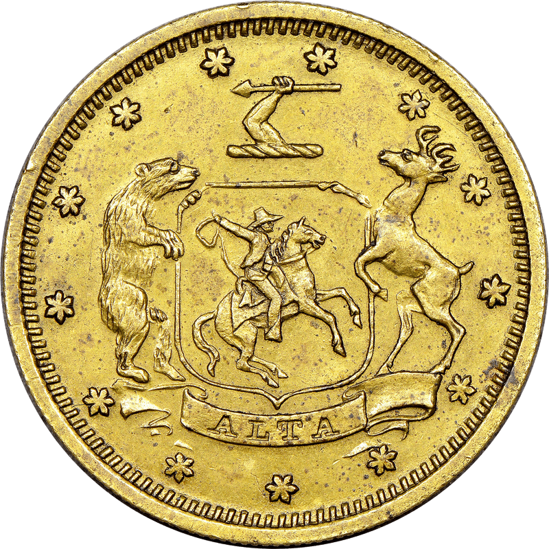 1849 Massachusetts & California Co. Ten Dollar - Brass, K-6a, Plain Edge